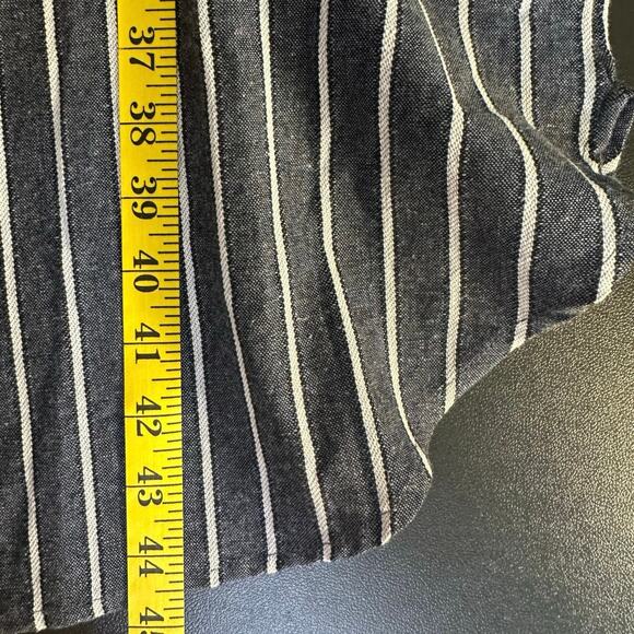 NWT Coco & Jamison Blue Pinstripe Linen Blend Wide Leg Strapless Jumpsuit Size S - Picture 9 of 10